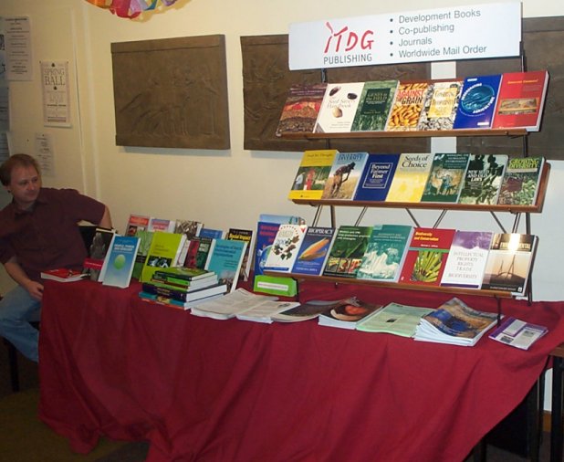 ITDG publishing displaying titles on agricultural biodiversity at the seminar